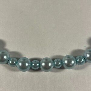 Light Blue Faux Pearl Bead Necklace 8mm and 10mm Beads NWT